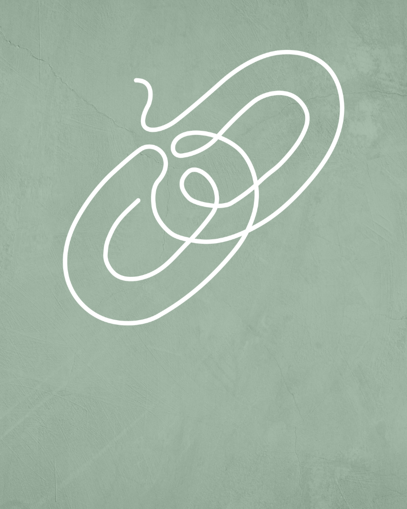 Green textured background with line drawing of links as a chain.